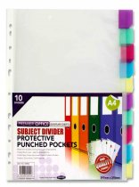 PREMIER OFFICE SUBJECT DIVIDER PUNCHED POCKETS - 10 PART