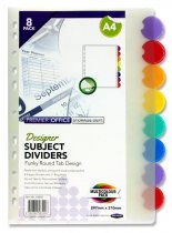 PREMIER OFFICE A4 ROUND TAB TRANSPARENT SUBJECT DIVIDERS 8 PART