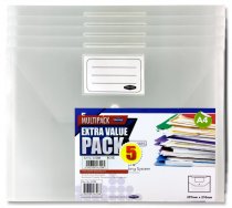 PREMIER OFFICE PKT.5 A4 MY CLEAR BAG BUTTON WALLETS - CLEAR