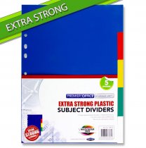 PREMIER OFFICE A4 PP EXTRA STRONG COLOURED SUBJECT DIVIDERS - 5 PART