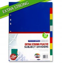 PREMIER OFFICE A4 PP EXTRA STRONG COLOURED SUBJECT DIVIDERS - 10 PART