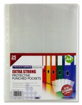 PREMIER OFFICE PKT.25 A4+ EXTRA STRONG PUNCHED POCKETS