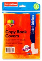 STUDENT SOLUTIONS PKT.5 PVC HEAVY DUTY COPY BOOK COVERS - 5 ASST TRANSPARENT COLOURS