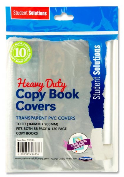 STUDENT SOLUTIONS PKT.10 PVC HEAVY DUTY COPY BOOK COVERS