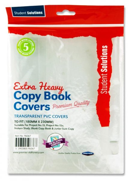 STUDENT SOLUTIONS PKT.5 PVC EXTRA HEAVY PROJECT & JUNIOR COPY BOOK COVERS