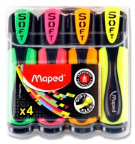 MAPED FLUO'PEPS PKT.4 SOFT HIGHLIGHTERS