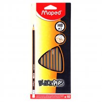MAPED BLACK'PEPS BOX 10 HB TRIANGULAR RUBBER TIPPED PENCILS