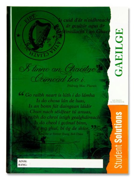 STUDENT SOLUTIONS A4 160pg HARDCOVER NOTEBOOK - IRISH