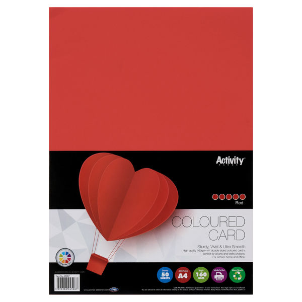 PREMIER ACTIVITY A4 160gsm CARD 50 SHEETS - RED