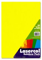 LASERCOL A4 80gsm COLOUR PAPER 100 SHEETS - RAINBOW