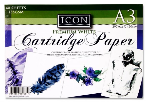 ICON A3 135gsm CARTRIDGE PAPER 40 SHEETS