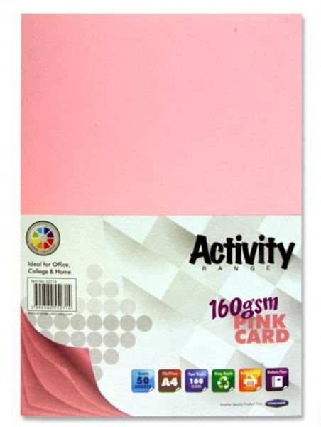 PREMIER ACTIVITY A4 160gsm CARD 50 SHEETS - PINK