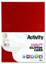 PREMIER ACTIVITY A4 250gsm GLITTER CARD 10 SHEETS - RED