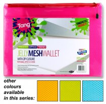PREMIER OFFICE A4+ JELLY MESH STORAGE WALLET - NEON TANG 4 ASST.