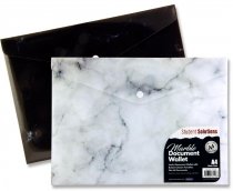 STUDENT SOLUTIONS A4 BUTTON DOCUMENT WALLET - MARBLE 2 ASST.