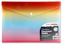 STUDENT SOLUTIONS A4 BUTTON DOCUMENT WALLET - RAINBOW