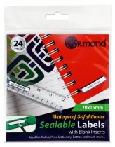 ORMOND PKT.24 70x15mm WATERPROOF SELF ADHESIVE SEALABLE LABELS