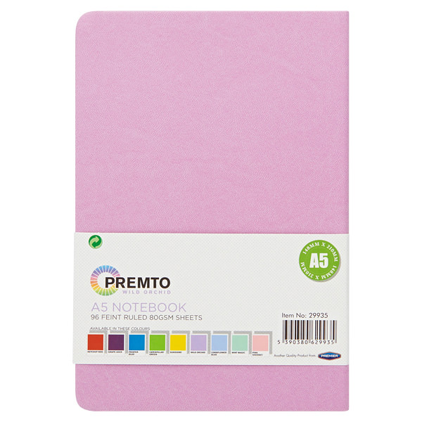 PREMTO PASTEL A5 192pg HARDCOVER PU NOTEBOOK - WILD ORCHID