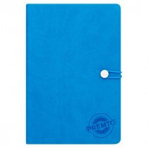 PREMTO A5 192pg HARDCOVER PU NOTEBOOK W/ELASTIC - PRINTER BLUE