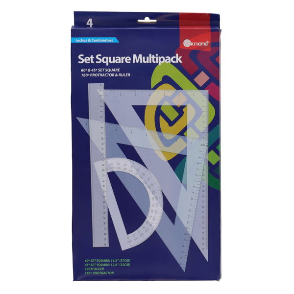 STUDENT SOLUTIONS 4pce MULTI-PACK SET SQUARE SET
