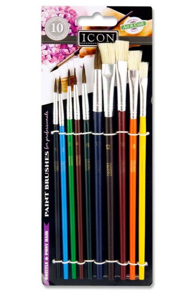 ICON CARD 10 ASST SIZE PAINT BRUSHES