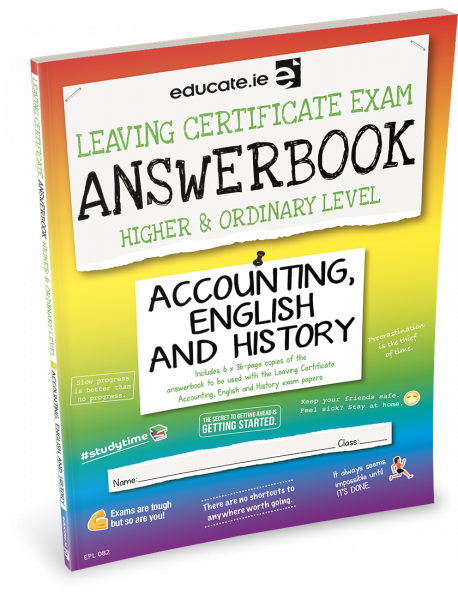 Leaving cert Exam answer book accounting/english/history