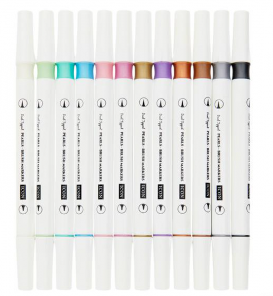 icon dual tipped pearls brush markers 12pk