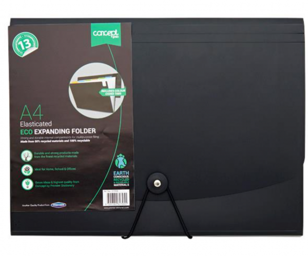 Concept Green A4 Eco Elasticated Expanding Folder 13 pocket