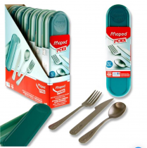 Maped Picnik Concept 3pce Stainless Steel Cutlery Set In Box Cdu - Eucalyptus Green
