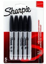 Sharpie Card 5 Fine Tip Permanent Markers - Black