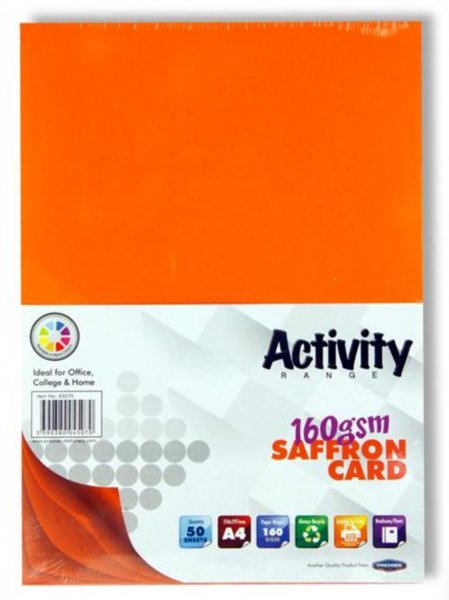 Premier Activity A4 160gsm Card 50 Sheets - Saffron
