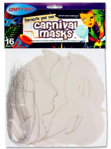 Crafty Bitz Pkt.16 Decorate Your Own Masks - Carnival Masks