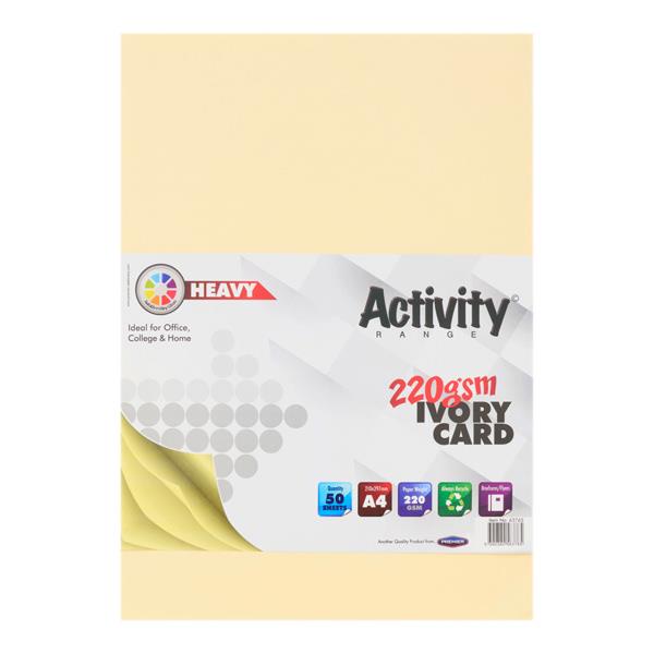 Premier Activity A4 220gsm Heavy Card 50 Sheets - Ivory