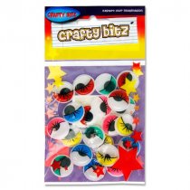 Crafty Bitz Pkt.20 Coloured Wiggle Goggly Eyes- with Lashes