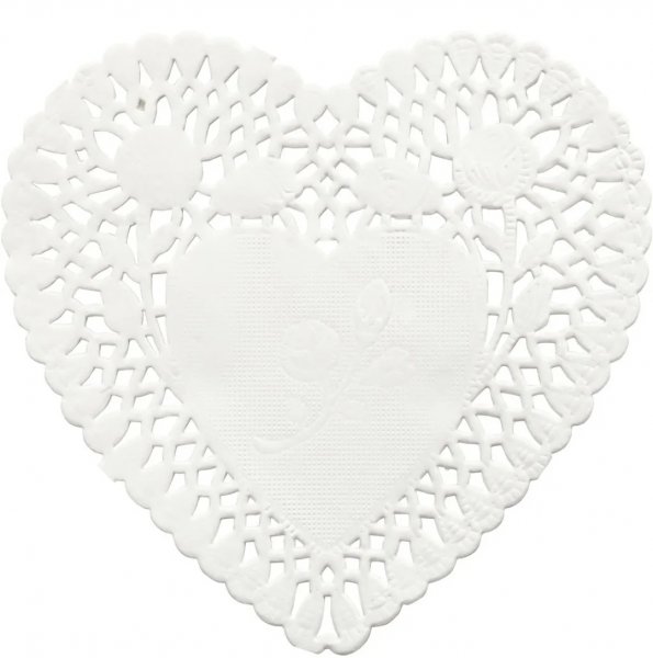 Doilys HEART 30pk 10cm