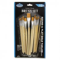 12pce Gold Taklon Brush Set - Short Handle