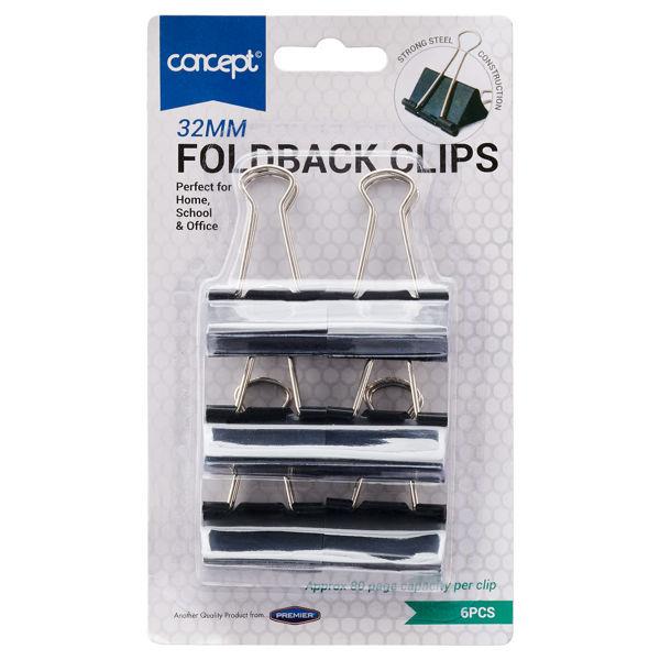 Concept Card 6 Fold Back Binder Clips - 32mm