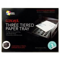 Concept 3 Tiered A4/fc Paper & Letter Tray - Black