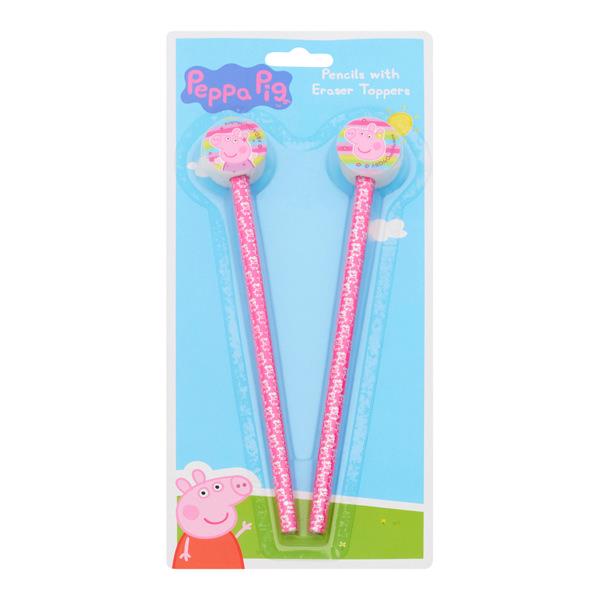 Card 2 Pencils With Eraser Toppers - Peppa Pig