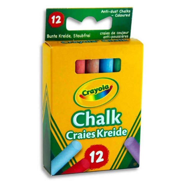 Crayola Box 12 Anti-dust Chalk - Coloured