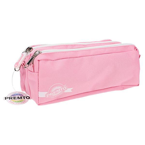 Pastel 3 Pocket Pencil Case - Pink Sherbert