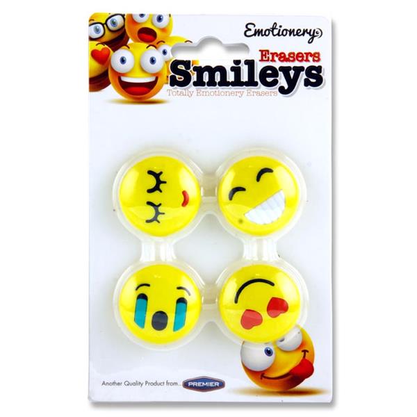 * Emotionery Card 4 Erasers - Smileys