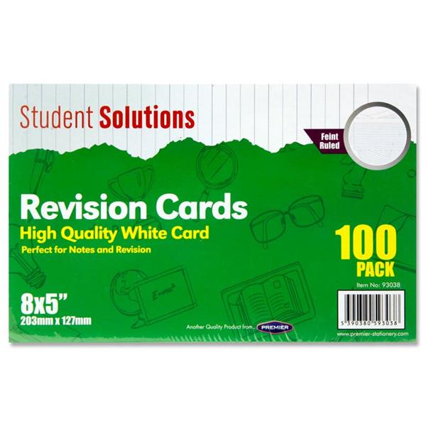 Student Solutions Pkt.100 8"x5" Revision Cards - White
