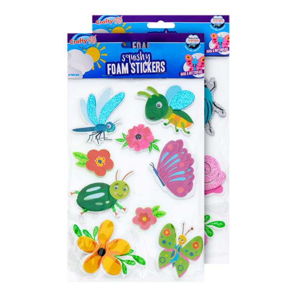 Crafty Bitz Pkt.8 Squishy Foam Stickers - Bugs And Butterflies