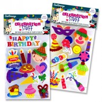 3d Celebration Stuff Foam Stickers - Happy Birthday 2 Asst