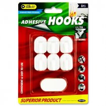 Card 6 Removable Adhesive Plastic Hooks - 32X24mm