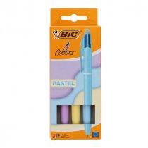 Pkt.3 4 Colour Ballpoint Pen - Pastel Barrel