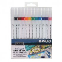 Icon Pkt.12 Dual Tipped Artistic Brush Markers