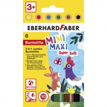 Eberhard Faber Mini Maxi 3in1 Jumbo Coloured Pencils, 6pk