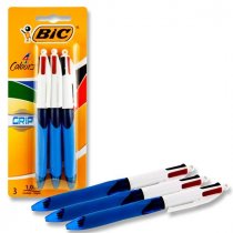 BIC Card 3 4 Colour Ballpoint Pens - Grip
